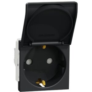 Priza 2P+E 16A, capac, obturator 2M Schneider Noua Unica NU303754TA, antracit