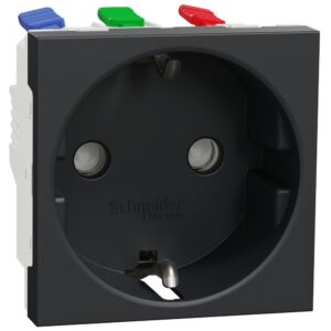 Priza 2P+E 16A, fara sururubi , cu obturator Schneider Noua Unica NU305754, antracit