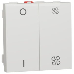 Selector turatie ventilator+intrerupator O/I, 2 viteze 10A, 2 module Schneider Noua Unica NU321418, alb