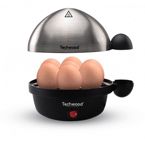 Resigilat!Fierbator electric de oua Techwood TO-007, inox, 350W, 7 oua, functie prajire si gatit la aburi
