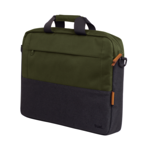 Geanta laptop Trust Lisboa, pentru laptopuri cu diagonala pana in 15.6", 2 compartimente, material POM, RPET Polyester, RPET, volum 2.1 L, verde