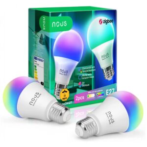 Set 2 becuri LED RGB Smart NOUS P3Z ZigBee, E27, control din aplicatie P3Z-2P / 5905072800365