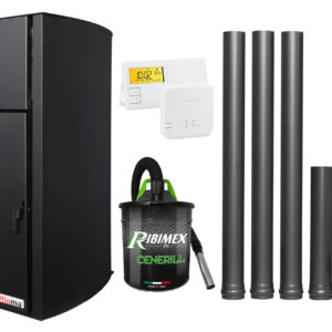 Pachet Centrala pe peleti Fornello Fiama Confort B 25 kw complet echipata pentru incalzire Pompa Vas expansiune Automatizare Termostat Radio Comanda Salus 091FLRFV2 Aspirator Cenusa si Kit evacuare 3.5 ml