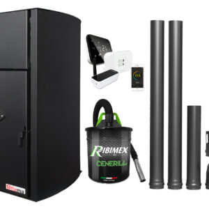 Pachet control de la distanta Centrala pe peleti Fornello Fiama Confort B 25 kw complet echipata pentru incalzire Pompa Vas expansiune Automatizare Termostat ambiental Salus IT 500 Aspirator Cenusa si Kit evacuare 2.5 ml