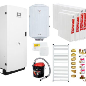 Pachet Centrala termica pe peleti Fornello GT 30 Standard echipata cu pompa circulatie Wilo vas expansiune manometru calorifere boiler fornello 100 l kit evacuare 3.5 ml Termostat Salus 091FLRFV2si Aspirator Cenusa fitinguri