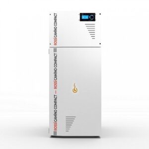 Pachet Centrala termica pe peleti Fornello Rossi Camino Compact 35 kw pompa de circulatie vas expansiune tiraj fortat Ecodesign A+ Boiler Termoelectric Fornello 100 l Termostat Salus 091FLRFV2 Aspirator si Kit montaj