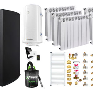 Pachet control de la distanta Centrala pe peleti Fornello Fiama Confort B 25 kw Pompa Vas expansiune Automatizare Calorifere aluminiu Fornello Alvo Boiler 100 litri Termostat Aspirator Kit 3.5 ml si Fitinguri montaj