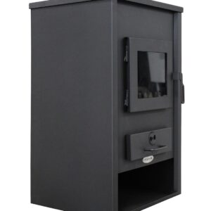 Pachet incalzire si apa calda pentru 2 camere Termosemineu pe lemne brichete si carbune Fornello B2E 14 kW 46x45x91 cm boiler termoelectric 80l vas expansiune pompa circulatie kit evacuare calorifere si kit montaj