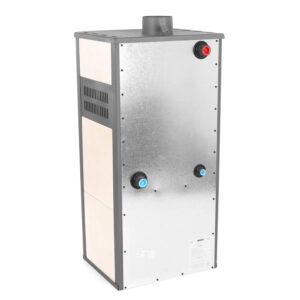 Pachet incalzire si apa calda pentru 2 camere Termosemineu pe lemne brichete si carbune Fornello Roma E Ivory 22 kW 49x45x103 cm teava PPR si fitinguri boiler termoelectric 100l vas expansiune pompa circulatie kit evacuare calorifere si kit