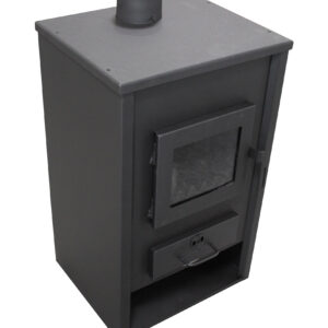 Pachet incalzire si apa calda pentru 3 camere Termosemineu pe lemne brichete si carbune Fornello PADOVA E 19.4 kW 510x500x910 mm boiler termoelectric 80l teava vas expansiune pompa circulare calorifere kit evacuare si fitinguri