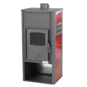 Pachet incalzire si apa calda Termosemineu pe lemne brichete si carbune Fornello Roma E Bordeaux 22 kW calorifere aluminiu Fornello Alvo boiler termoelectric 100l vas expansiune pompa circulatie kit evacuare kit montaj