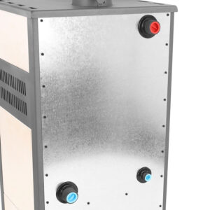 Pachet incalzire si apa calda Termosemineu pe lemne brichete si carbune Fornello Roma E Ivory 22 kW calorifere aluminiu Fornello Alvo teava PPR si fitinguri boiler termoelectric 100l vas expansiune pompa circulatie kit evacuare kit montaj