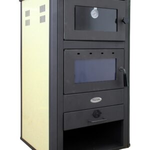 Pachet Termosemineu pe lemne brichete si carbune Fornello MILANO E 24 KW cuptor Ivory 580x560x1060 mm cos inox boiler termoelectric 100l vas expansiune pompa circulatie si kit montaj