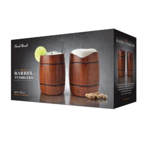 Pahare de Lemn pentru Cocktailuri - Butoaie (2 x 350ml.)