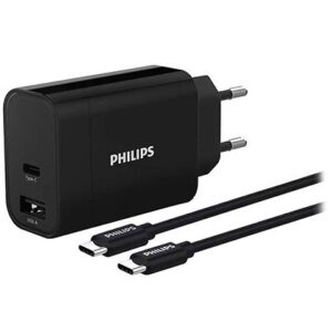 Incarcator retea USB A si TIP C rapid 30w PHILIPS PH-DLP2621C/1, cablu 1m