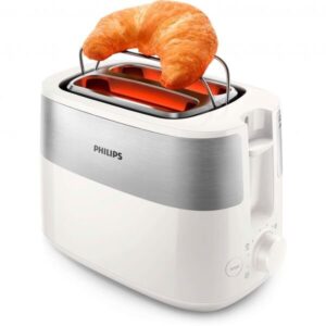 Prajitor de paine Philips HD2516/00, 830 W, 2 fante, functie dezghetare, control variabil, Alb/Inox