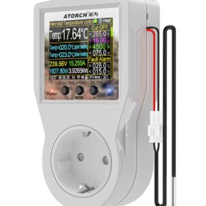 Priza inteligenta si Controller smart temperatura si consum energie ATORCH S1BWT, WiFi, Bluetooth, control de la distanta, Cablu 3m