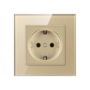 Priza Techstar® Crystal TS1, Sticla Securizata, Simpla, Culoare Auriu Sandcastle, 16A