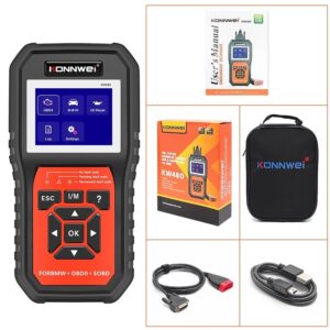 Resigilat Tester Diagnoza Auto Konnwei KW480, Functii Complete pentru BMW, OBD2, Resetare Ulei, Citire Coduri, Test Motor, ABS, SRS, EVAP, Reset Ulei, Printare PC, Ecran 2.8 inch