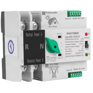 Comutator de transfer, PV, 2P cu sina DIN, SINOTIMER, comutatoare de selectie automata de transfer cu dubla alimentare, 125A SATS-125PV/2P