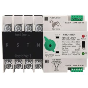 Comutator de transfer, PV, 4P cu sina DIN, SINOTIMER, comutatoare de selectie automata de transfer cu dubla alimentare, 125A SATS-125PV/4P