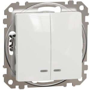 Intrerupator dublu cu indicator luminos, Schneider, SDD111105L , Sedna Design, albastru, alb