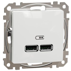 Priza incarcare USB A+A 2.1A, Schneider, SDD111401, Sedna Design, alb