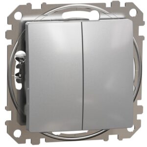 Intrerupator dublu 10AX, Schneider, SDD113105,Sedna Design, aluminiu