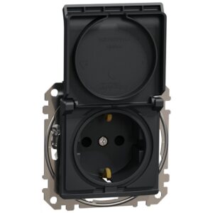 Priza 2P+E cu obturatoare si capac,fara surub Sedna Design SDD114024, antracit
