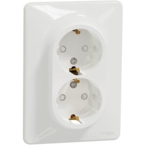Priza dubla 2P+E cu obturatoare Schneider Sedna Design SDD311221, alb