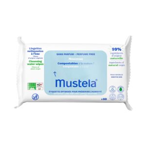 Servetele umede curatatoare cu apa Mustela, 60 bucati