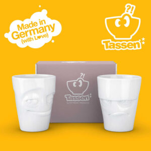 Set 2 Cani Albe din Portelan cu Expresie (350ml.)