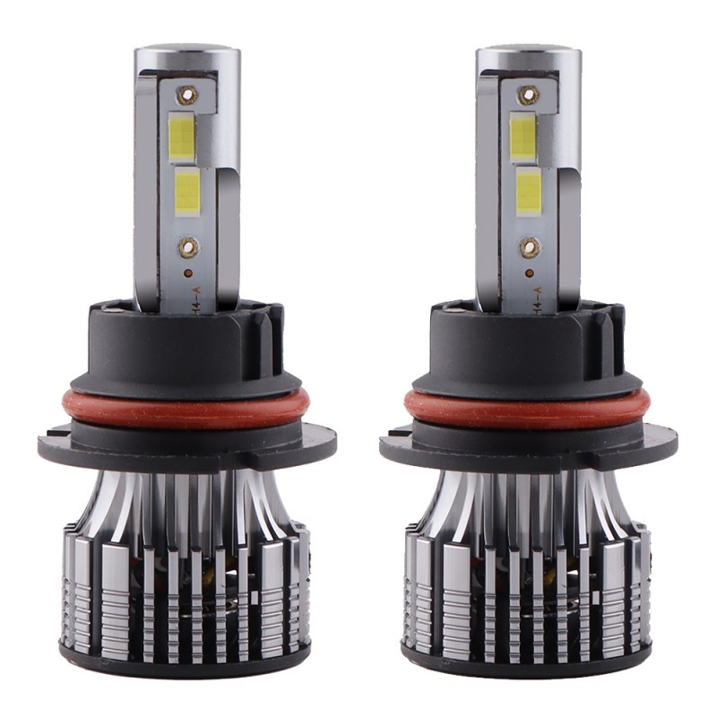 Set 2 LED-Uri Auto Techstar® V8, 9007, 120W, 12-24V, 15000 Lumeni, 6000K, Unghi Fascicul 360°, CSP 3570, Canbus, Radiator Aluminiu, Racire Cooling Tech, Argintiu