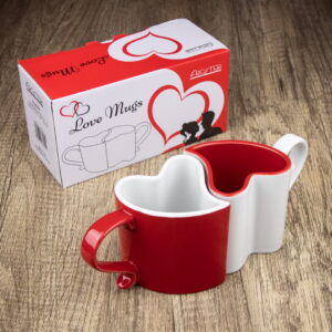 Set 2 x Cani Romantice Inimi pentru Cuplu