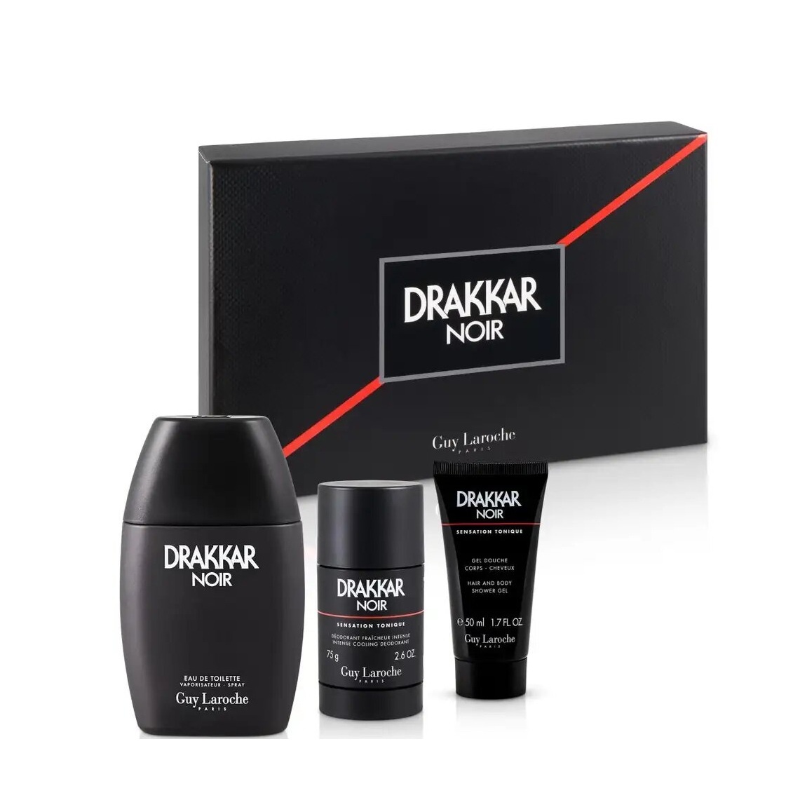 Set cadou Guy Laroche Drakkar Noir, Apa de Toaleta 100 ml + Gel de Dus 50 ml + Deodorant Stick 75 gr (Concentratie: Apa de Toaleta, Gramaj: 100 ml + 50 ml Gel de Dus + 75 gr Deodorant Stick)