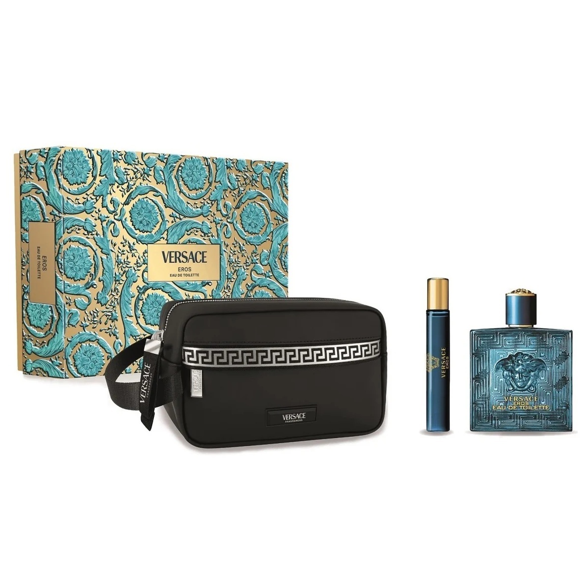 Set Cadou Versace Eros, Apa de toaleta, Barbati (Continut set: 100 ml Apa de Toaleta + 10 ml Apa de Toaleta + geanta)