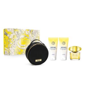 Set Cadou Versace Yellow Diamond, Femei, Apa de Toaleta 90 ml + Gel de dus, 100 ml + Lotiune de corp, 100 ml + geanta