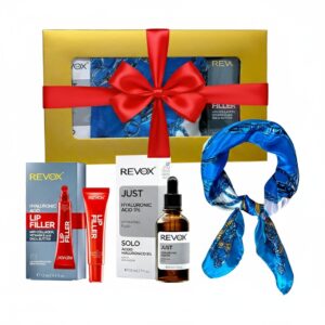 Set Elysa – Ser Revox Hyaluronic Acid 5% 30ml, Lip Filler Revox 12ml, Esarfa albastra