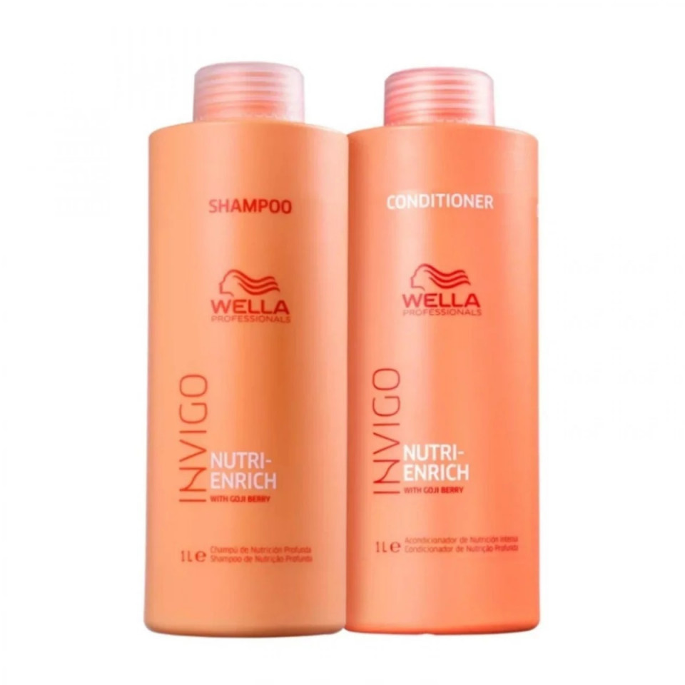 Set pentru par uscat Wella Professionals Nutri-Enrich, Sampon 1000 ml + Balsam 1000 ml