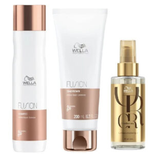 Set pentru reparare intensa Wella Professionals Fusion, Sampon 250 ml + Balsam 200 ml + Ulei 30 ml