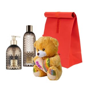 Set Teddyglow cu ursulet de plus, Sapun lichid, 300 ml si Gel de dus, 300 ml