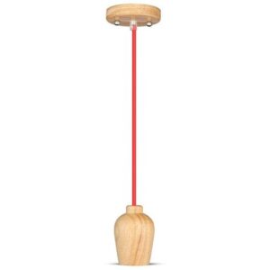 Pendul tavan soclu E27 lemn - rosu V-TAC SKU-3723