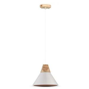 Pendul tavan din metal si lemn soclu E27 - ALB/AURIU V-TAC SKU-3756