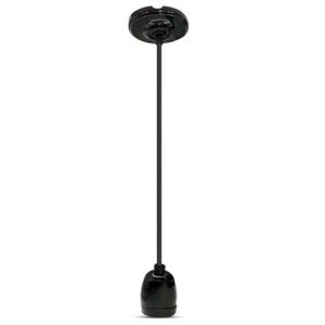 Pendul tavan soclu E27 portelan - negru V-TAC SKU-3804
