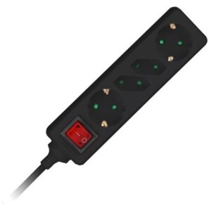 Prelungitor 4 cai cu intrerupator 1.5M( 3G1.5MM2) negru V-TAC SKU-8771