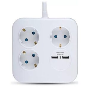 Prelungitor cubic 3X1.5MM 1.4M 4 cai 16A + 2 USB 2.1A V-TAC SKU-8799