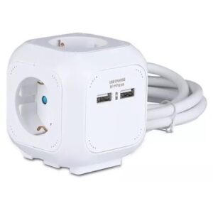 Prelungitor cubic 3X1.5MM 1.4M 4 cai 16A + 2 USB 2.1A V-TAC SKU-8800