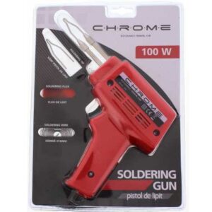 Pistol de lipit, 100W in blister + accesorii CHROME SLD-GUNACC-100W/BL-CHR