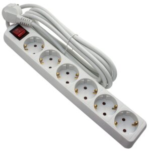 Prelungitor 6P 3m, 3x1.5mm2, cu intrerupator, alb Strohm SM-6PK-3M-WH-1.5MMP