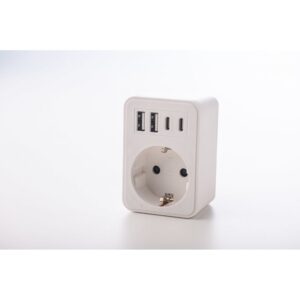 Adaptor simplu 1xSchucko, USB 2xtipA+2xtipC Strohm SM-A-CGZB1U1